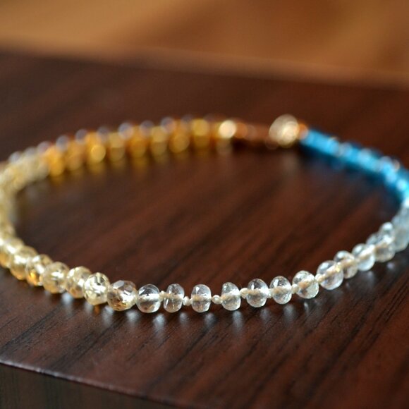 Citrine and Aquamarine Gemstone Bracelet - Picture 6 of 9